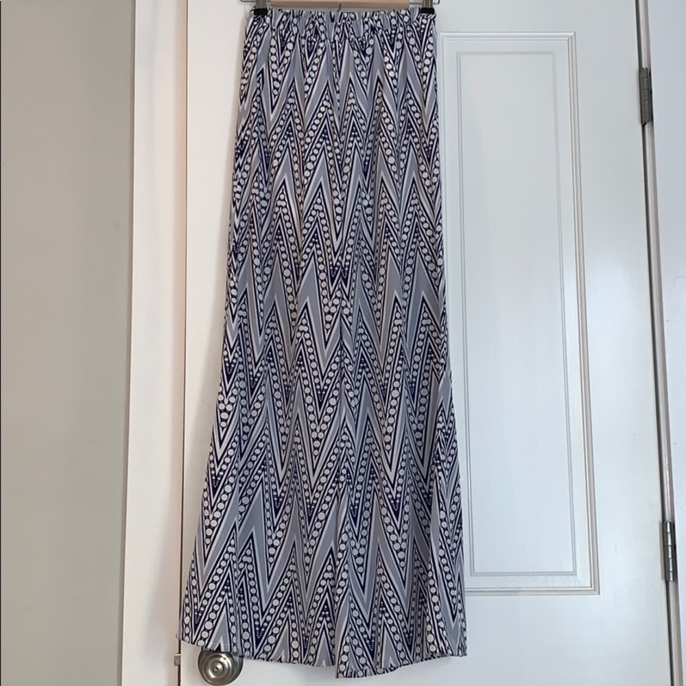 Blue silk flare pant